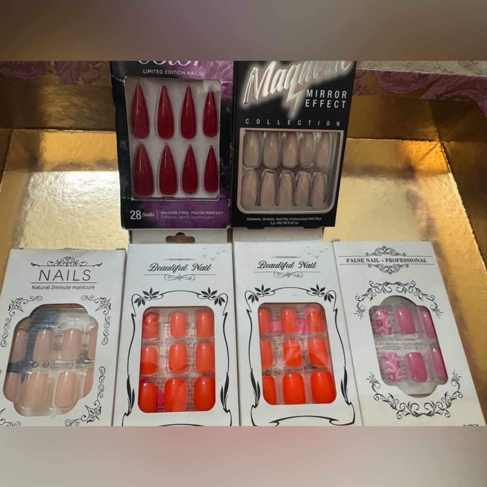 Kiss Press-On Nails - Red, Pink, Orange Collection